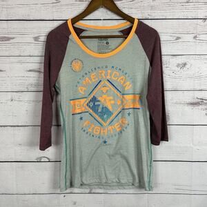 American Fighter Tee Shirt Womens Medium Gray Logo Casual Grunge Y2K MMA